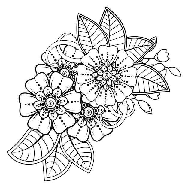 Mehndi flower for henna, mehndi, tattoo, decoration. Decorative ornament in ethnic oriental style.