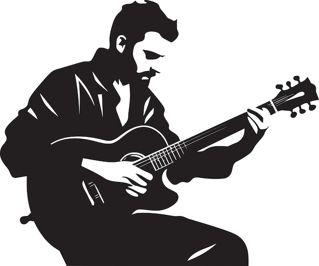 Melodic Muse Guitar Player Icon Vector Serenade Style Musician Emblem Design