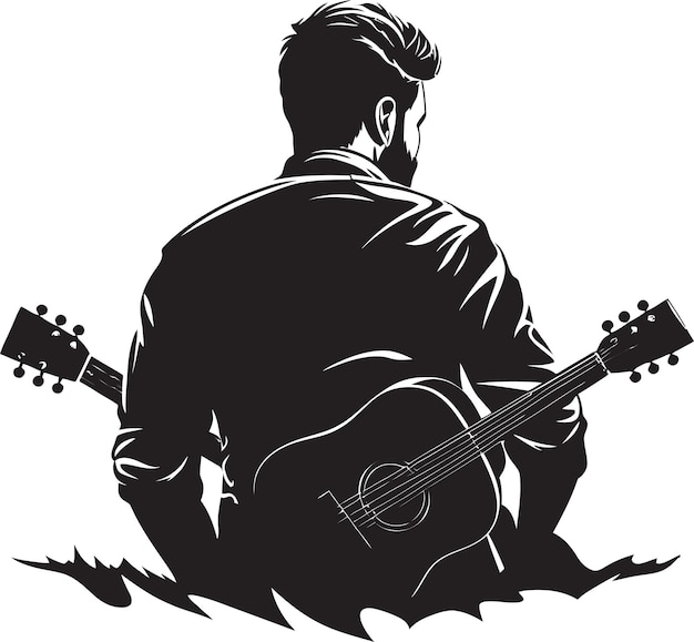 Melodic Muse Guitarist Emblem Vector Serenade Style Musician Icon Symbol