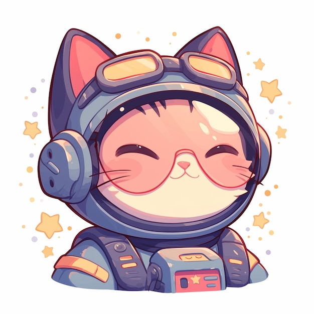 A melodious cat astronaut cartoon style