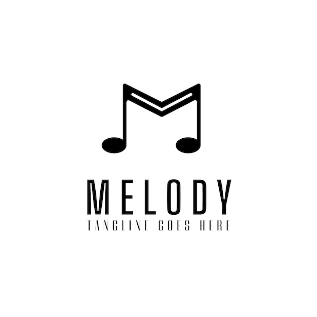 Melody logo template with instrument tone, music icon for entertainment vector illustration