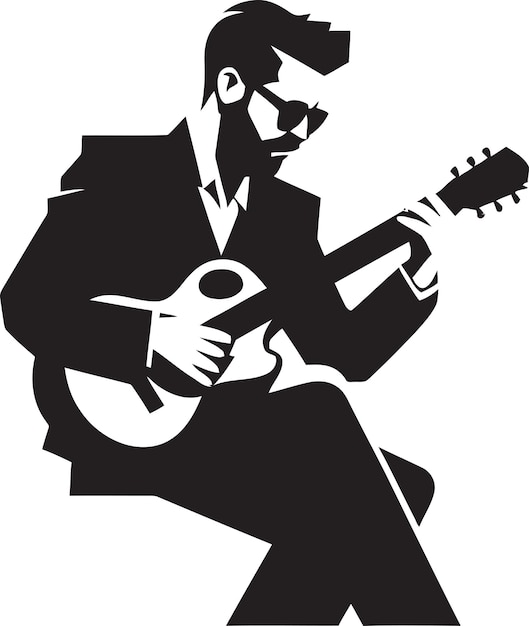 Melody Maestro Guitarist Logo Symbol Fretboard Fantasia Musician Vector Design