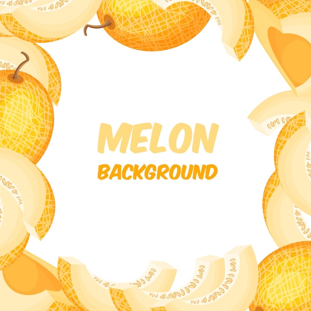 melon frame pattern exotic summer background concept in a trendy flat style