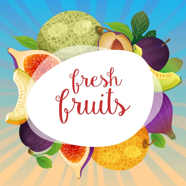 melon plum fig fresh fruit card template