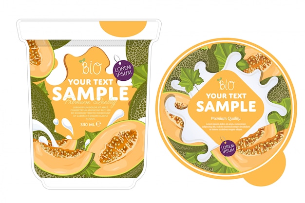 Melon Yogurt Packaging Template.