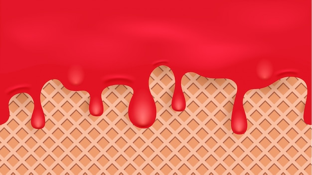 melt red liquid on waffle texture