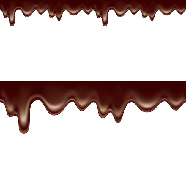 Melted chocolate dripping  seamless on white background