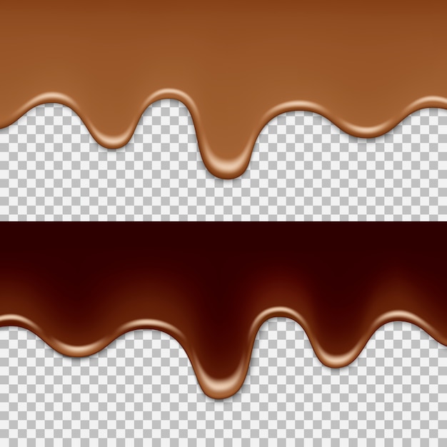 Melted milk and dark chocolate transparent background. 