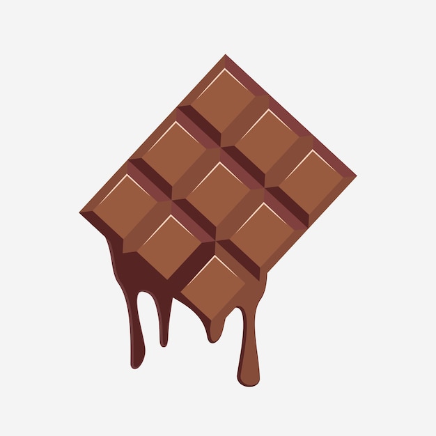 Melting chocolate piece. liquid  chocolate dripping isolated on white background