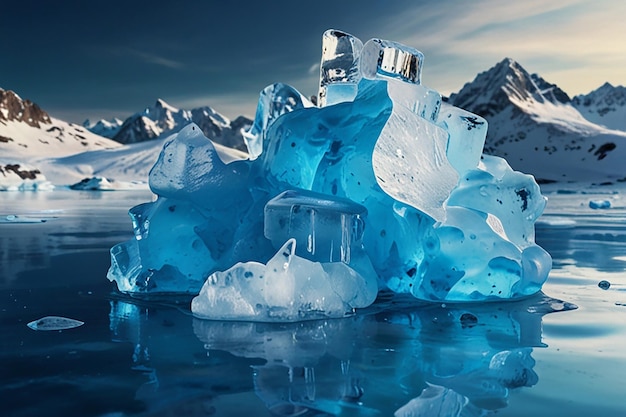 Melting icebergs and glaciers in antarctica as climate change concept illustration 3d rendering