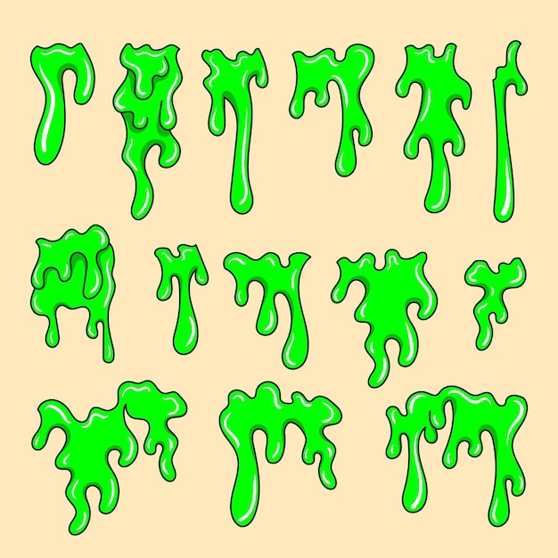 melting liquid drip element vector collection set