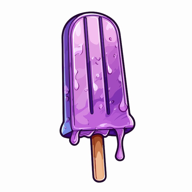 Melting Purple Popsicle on Stick Illustration