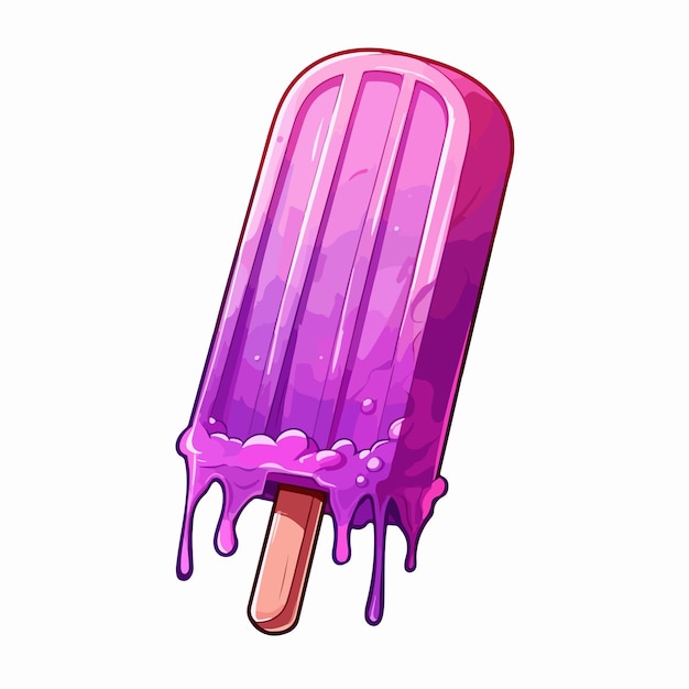 Vector melting purple popsicle on stick illustration