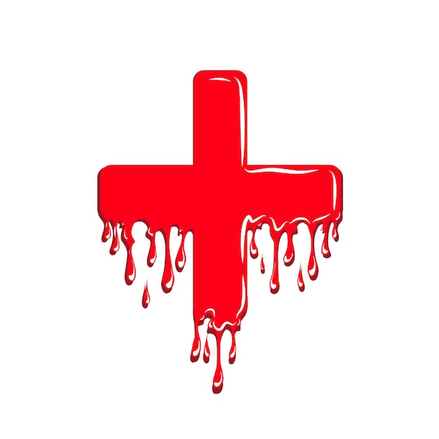 Melting red medical cross logo design