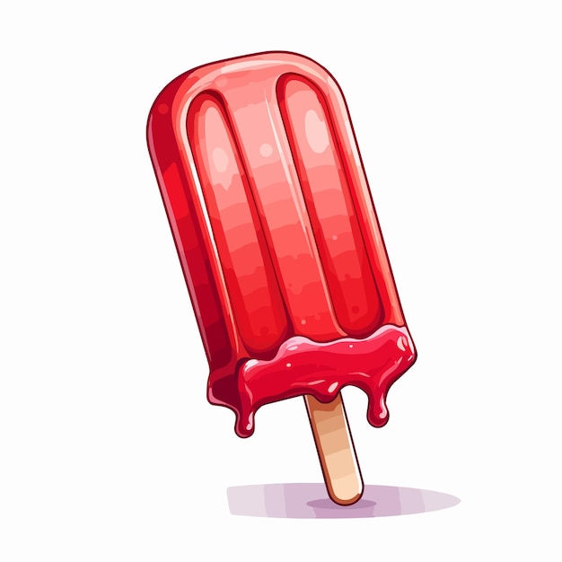 Vector melting red popsicle on stick illustration