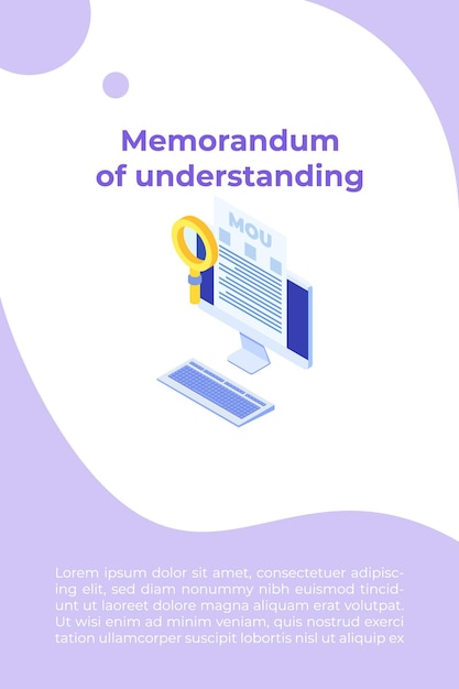 Memorandum of understanding MOU. Vector illustration.