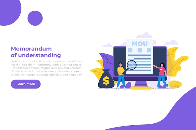 Memorandum of understanding MOU Vector illustration