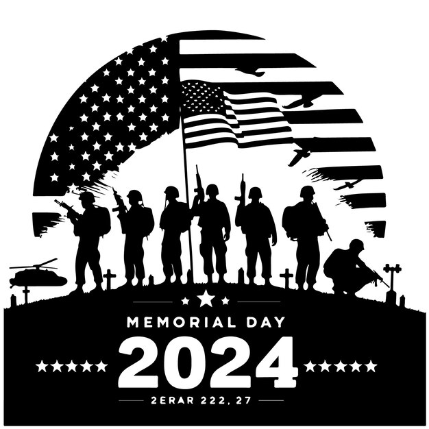 Vector memorial 2024 silhouette vector editable design upload