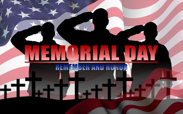 Vector memorial day on the background of the american flag vector illustration