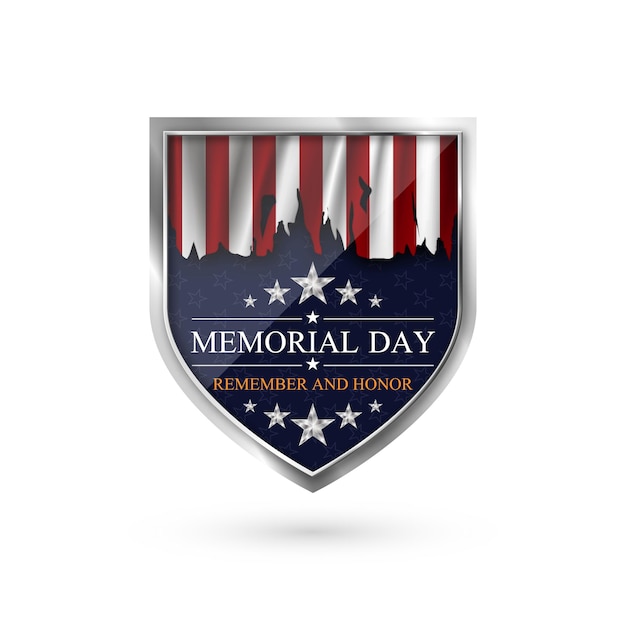 Memorial day background National holiday of the USA metal shield with USA flag