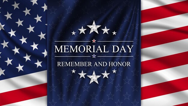 Vector memorial day background with national flag of united states national holiday of the usa