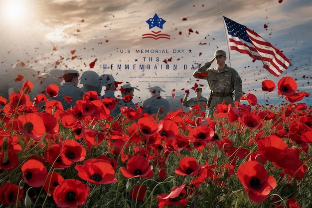 Memorial Day banner background with American flag United States of America holiday Vector illustra