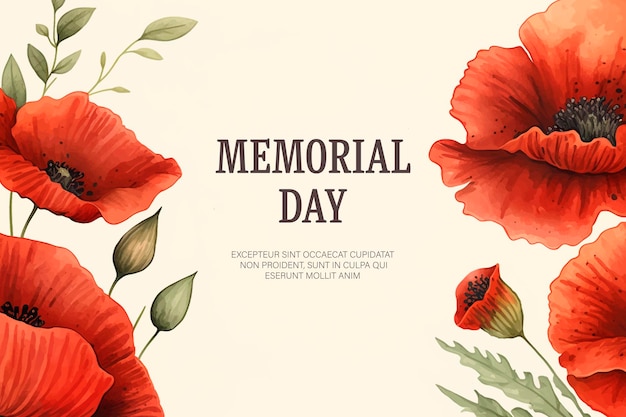 Vector memorial day banner decoration with poppies