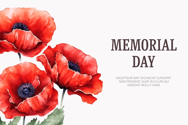 Vector memorial day banner decoration with poppies