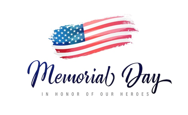 Memorial Day cute banner with brushing style US flag creative icon