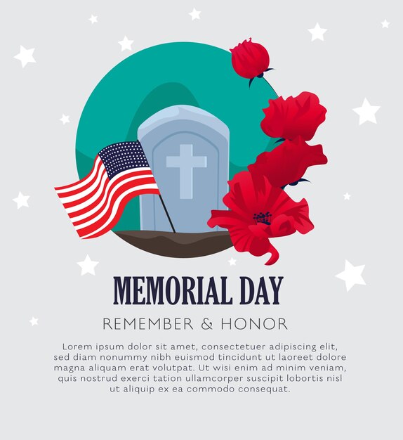 Vector memorial day poster template