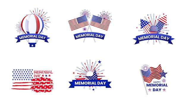 Memorial day remember and honor with the USA flag in heart banner Set Design