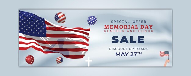 Memorial day sale banner template design