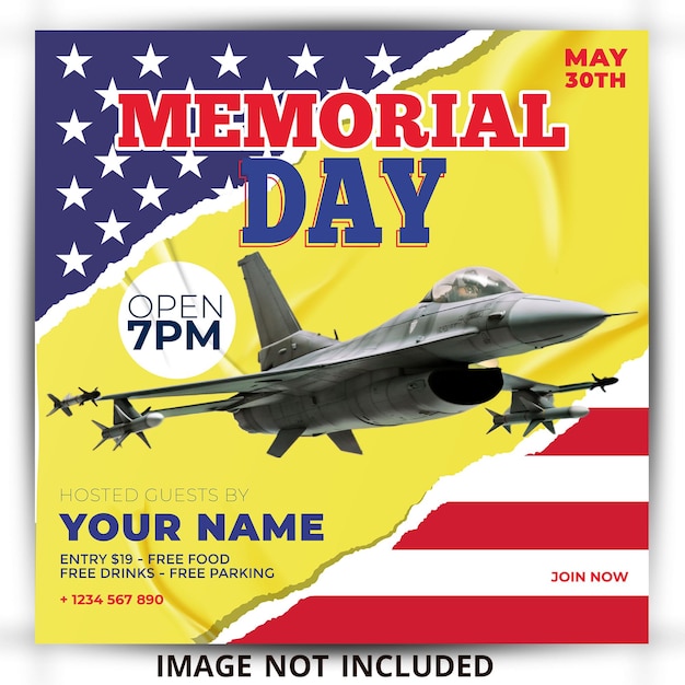 memorial day social media post and flyer template