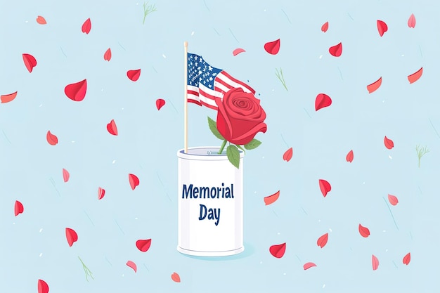 Memorial Day usa banner greeting card remember and honor text Vector illustration flag