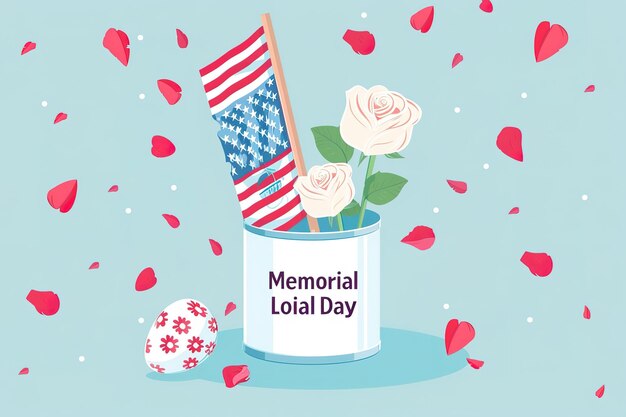 Vector memorial day usa banner greeting card remember and honor text vector illustration flag