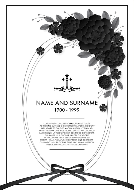 Vector memorial funeral card templates