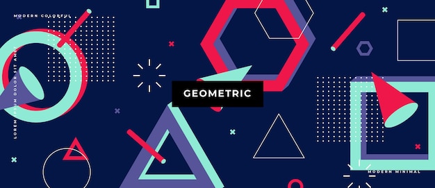 Memphis geometric background with abstract shapes