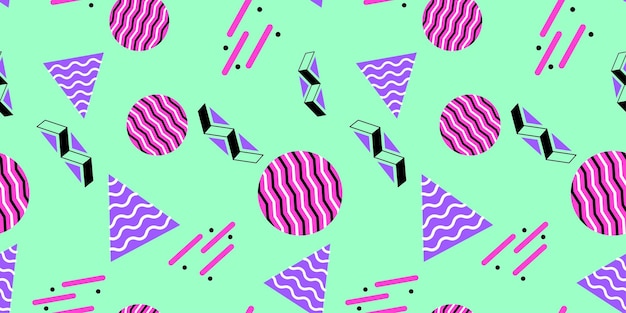 Memphis geometric seamless pattern elements for design