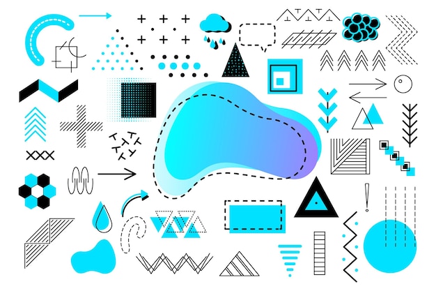 Vector memphis geometric shapes with copy space and elements