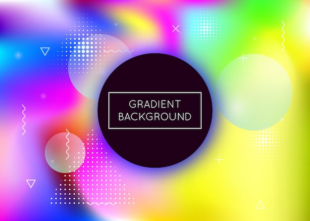 Memphis gradient background with liquid shapes Dynamic holograp