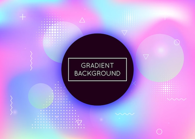 Memphis gradient background with liquid shapes Dynamic holograp