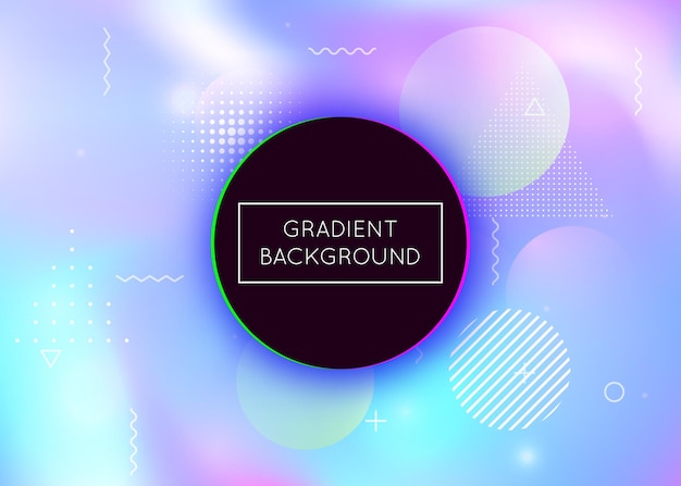 Memphis gradient background with liquid shapes Dynamic holograp