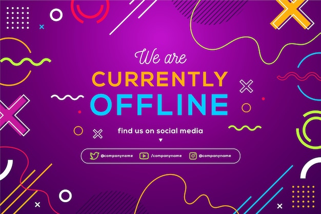 Memphis offline twitch banner with colorful shapes and lines