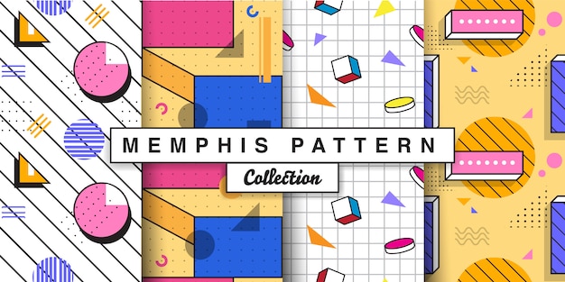 Memphis seamless pattern set