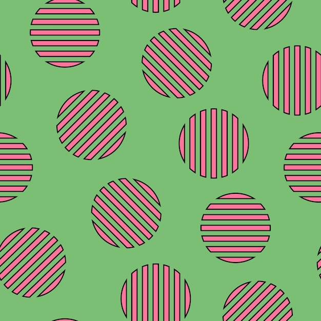 Memphis seamless pattern with striped mosaic circles Fashion style 8090s Retro endless background