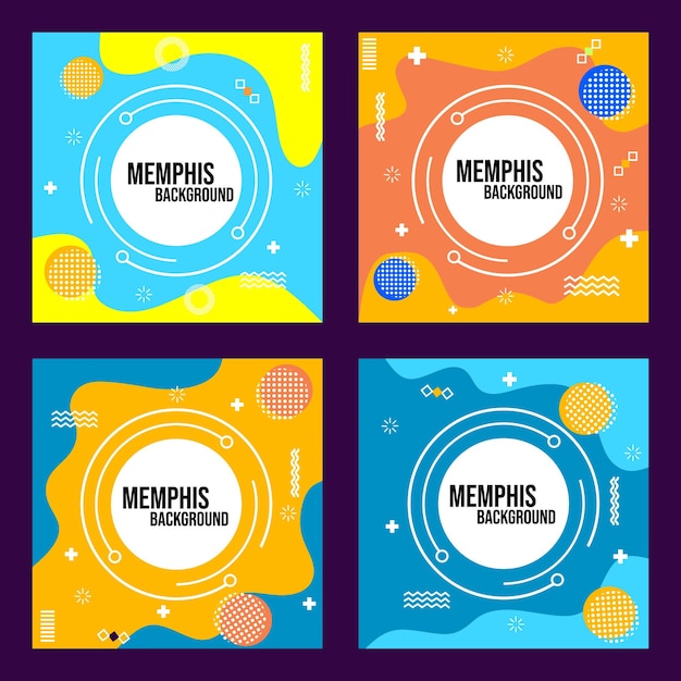 memphis style social media template design used for cheerful and colorful feed designs