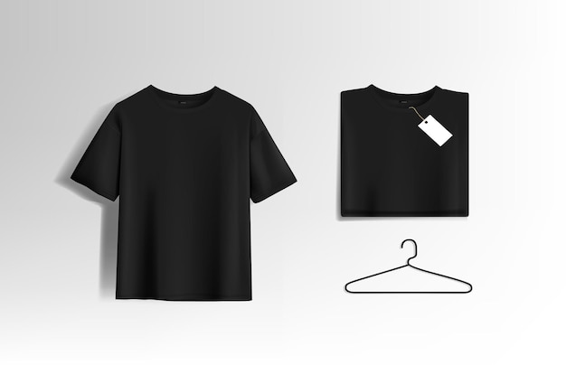 Men black Tshirt Realistic mockup Short sleeve Tshirt template on background