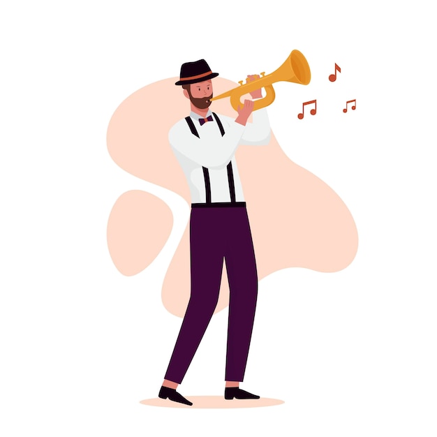 Men blowing in saxophone illustration concept