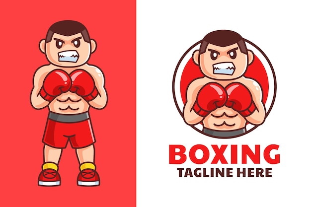 men boxing cartoon logo design