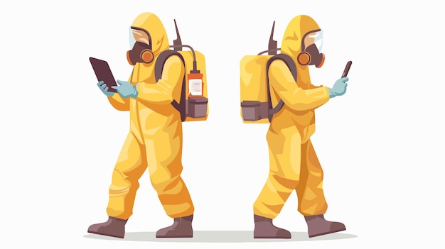 Vector men in hazmat suits removing toxic social media